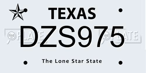 DZS975 Texas License Plate