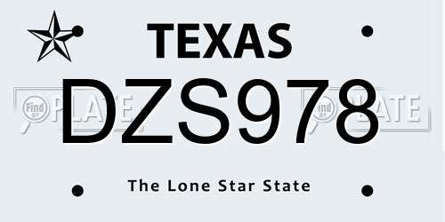 DZS978 Texas License Plate