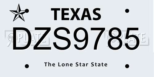 DZS9785 Texas License Plate