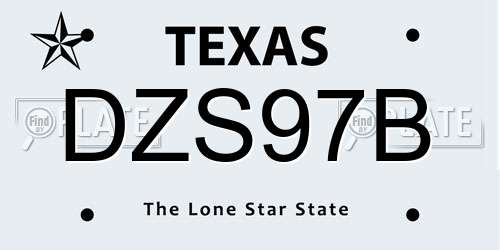 DZS97B Texas License Plate