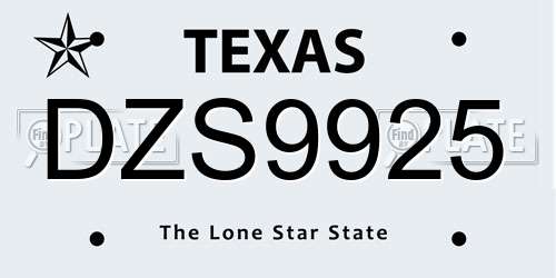 DZS9925 Texas License Plate
