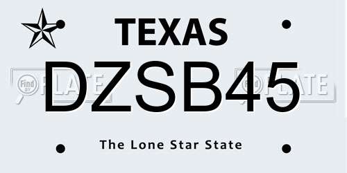 DZSB45 Texas License Plate