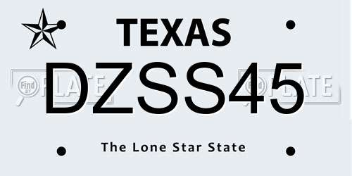 DZSS45 Texas License Plate