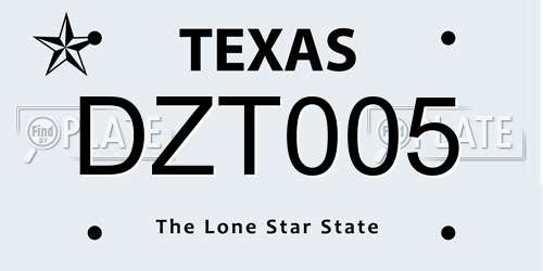 DZT005 Texas License Plate