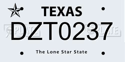 DZT0237 Texas License Plate
