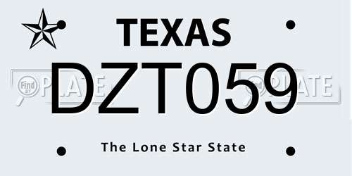 DZT059 Texas License Plate