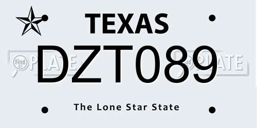 DZT089 Texas License Plate
