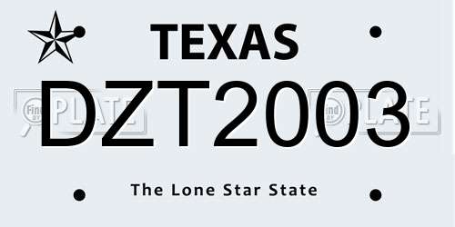 DZT2003 Texas License Plate