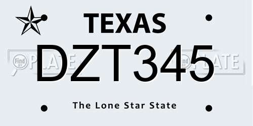DZT345 Texas License Plate