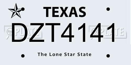 DZT4141 Texas License Plate