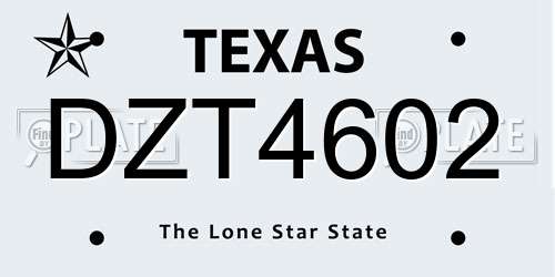 DZT4602 Texas License Plate