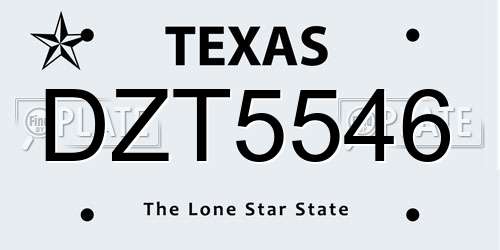 DZT5546 Texas License Plate