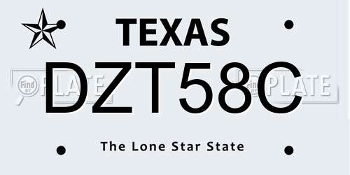DZT58C Texas License Plate