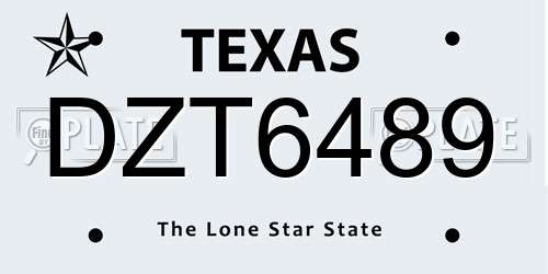 DZT6489 Texas License Plate