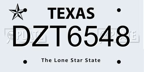 DZT6548 Texas License Plate