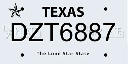 DZT6887 Texas License Plate