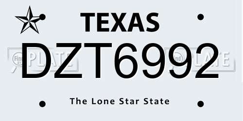 DZT6992 Texas License Plate