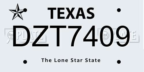 DZT7409 Texas License Plate