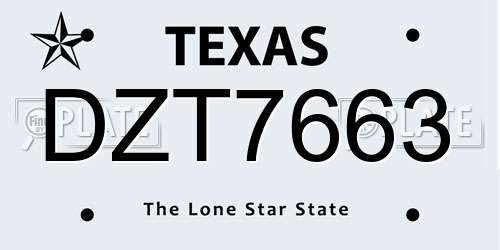 DZT7663 Texas License Plate