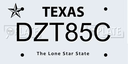 DZT85C Texas License Plate
