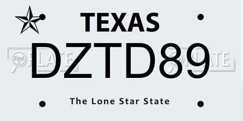 DZTD89 Texas License Plate