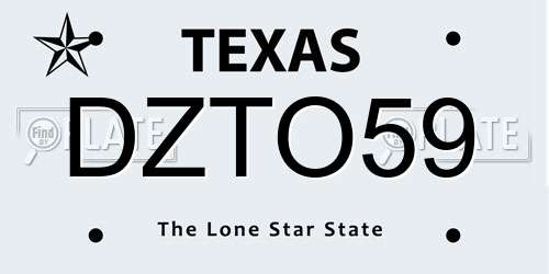 DZTO59 Texas License Plate