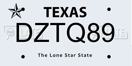 DZTQ89 Texas License Plate