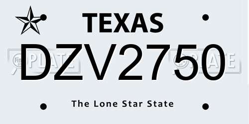 DZV2750 Texas License Plate