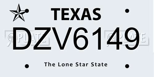 DZV6149 Texas License Plate