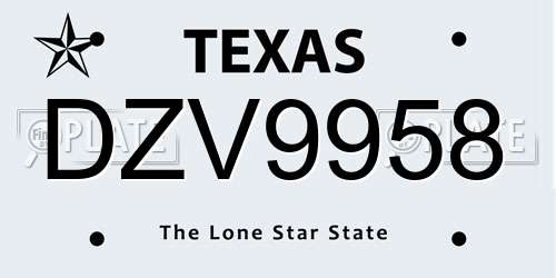 DZV9958 Texas License Plate