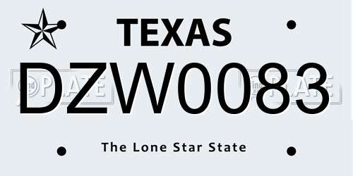 DZW0083 Texas License Plate