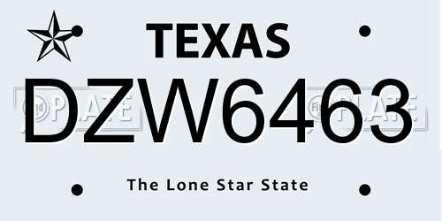 DZW6463 Texas License Plate