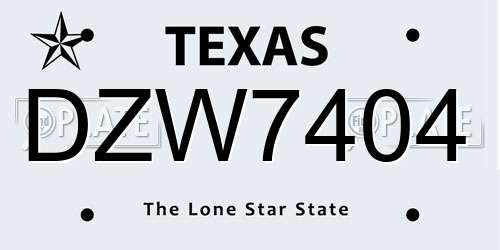 DZW7404 Texas License Plate