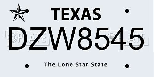 DZW8545 Texas License Plate