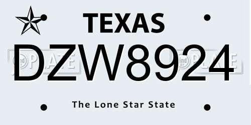 DZW8924 Texas License Plate