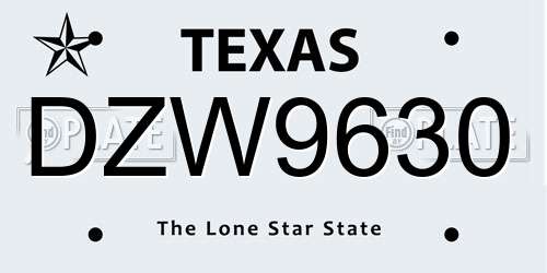 DZW9630 Texas License Plate