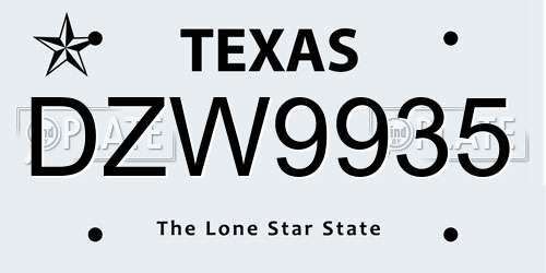 DZW9935 Texas License Plate
