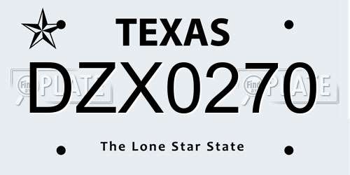 DZX0270 Texas License Plate
