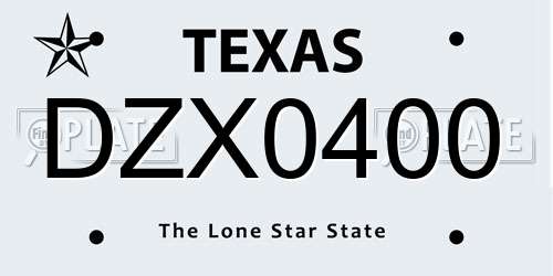 DZX0400 Texas License Plate