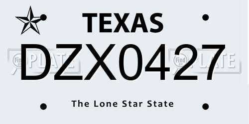 DZX0427 Texas License Plate