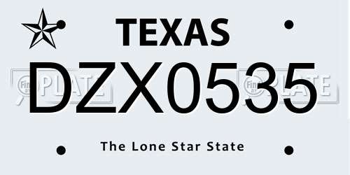 DZX0535 Texas License Plate