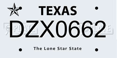 DZX0662 Texas License Plate