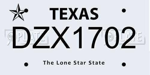 DZX1702 Texas License Plate