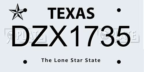 DZX1735 Texas License Plate