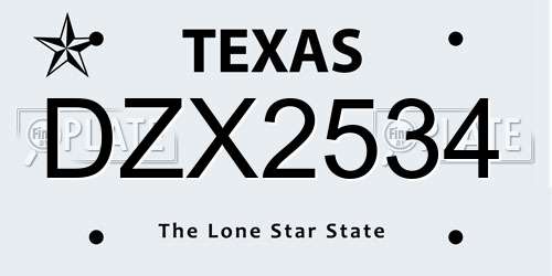 DZX2534 Texas License Plate