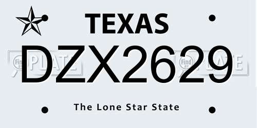 DZX2629 Texas License Plate