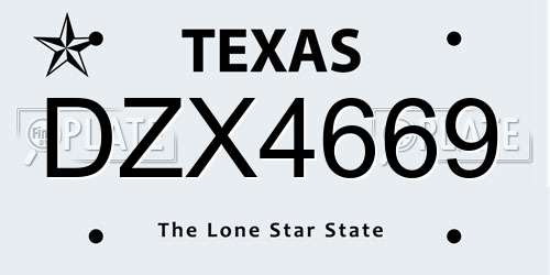 DZX4669 Texas License Plate