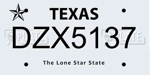 DZX5137 Texas License Plate