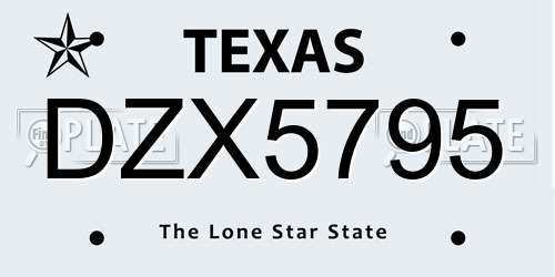 DZX5795 Texas License Plate