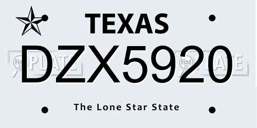 DZX5920 Texas License Plate